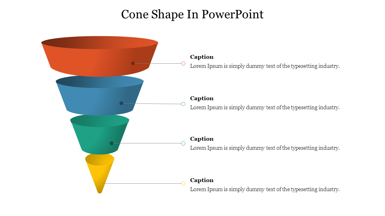 Attractive Cone Shape In PowerPoint Presentation Slide